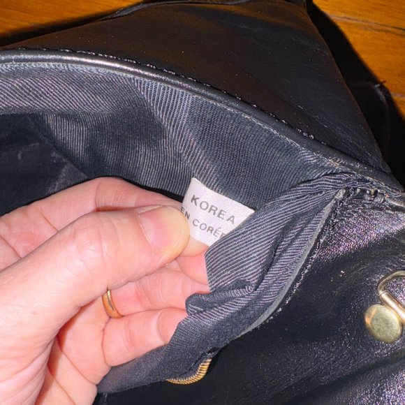 Vintage Black Genuine Leather Clutch with Chain - Picture 9 of 10